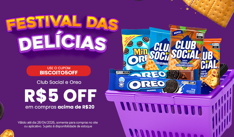 Cupom BISCOITO5OFF de 20 a 26/04